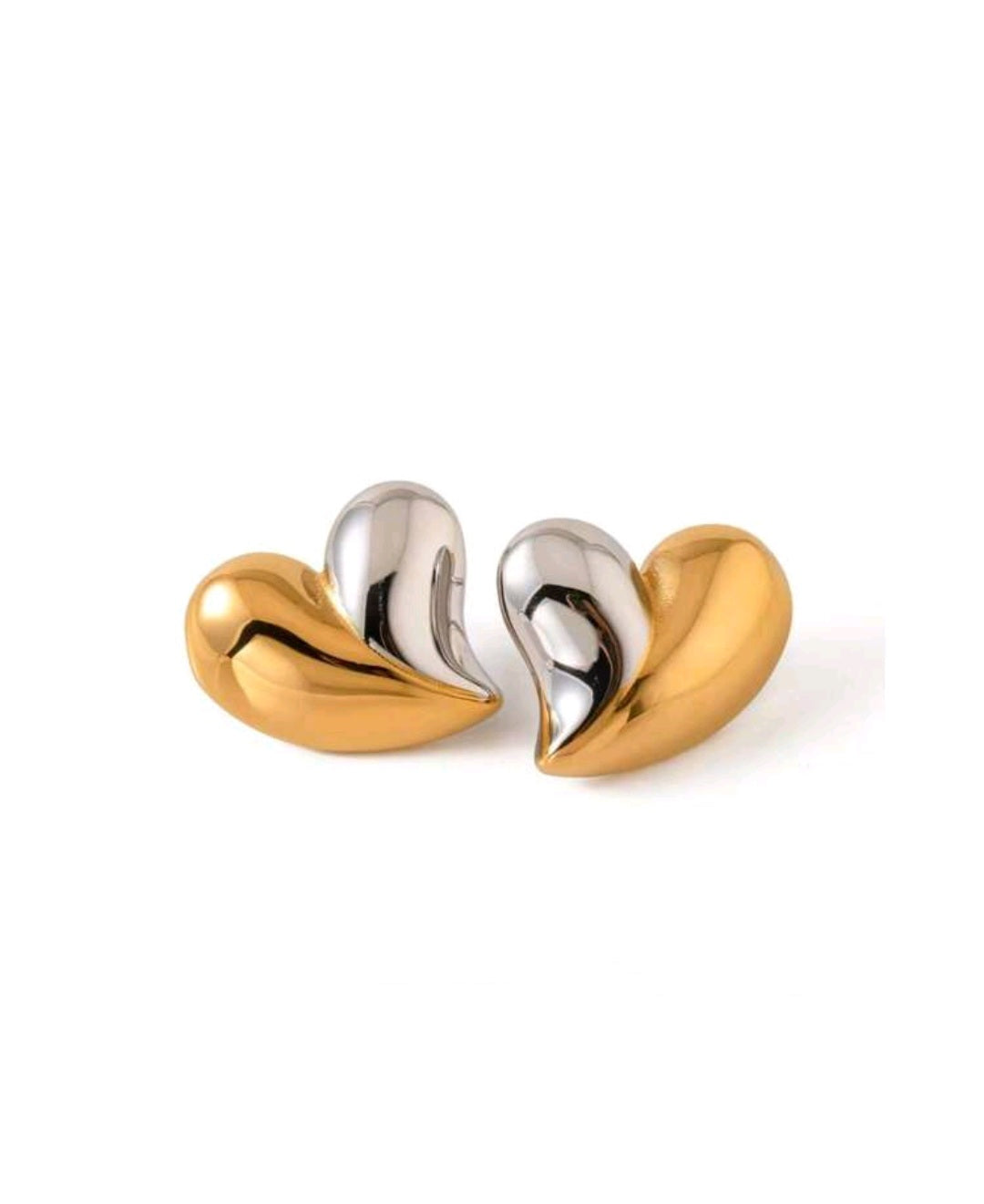 Gold/silver heart earrings