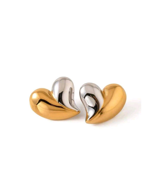 Gold/silver heart earrings
